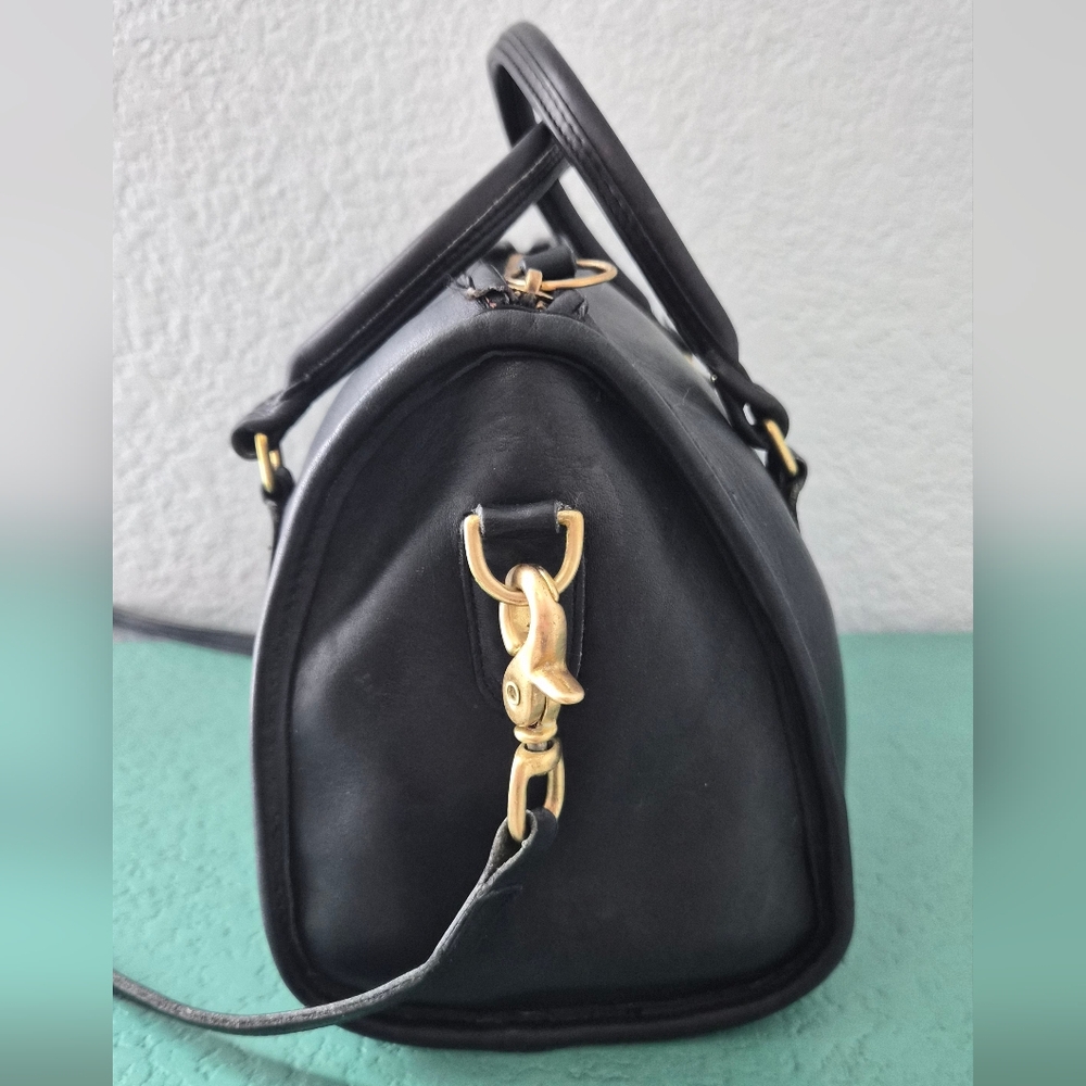 Vintage 80s Coach Madison Leather Satchel Crossbody Bag Black + Dust Bag - Picture 5 of 16